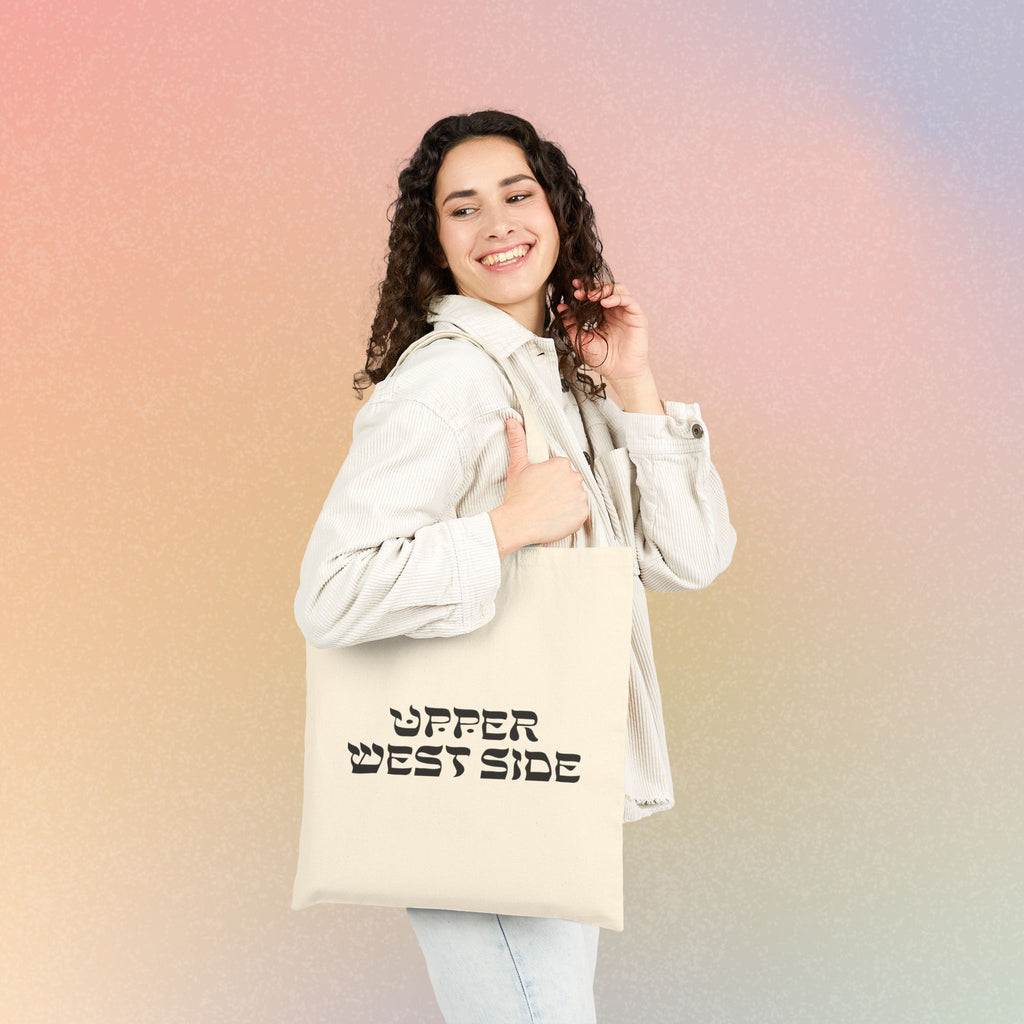Upper West Side New York Hebrew Style Font Cotton Canvas Tote Bag