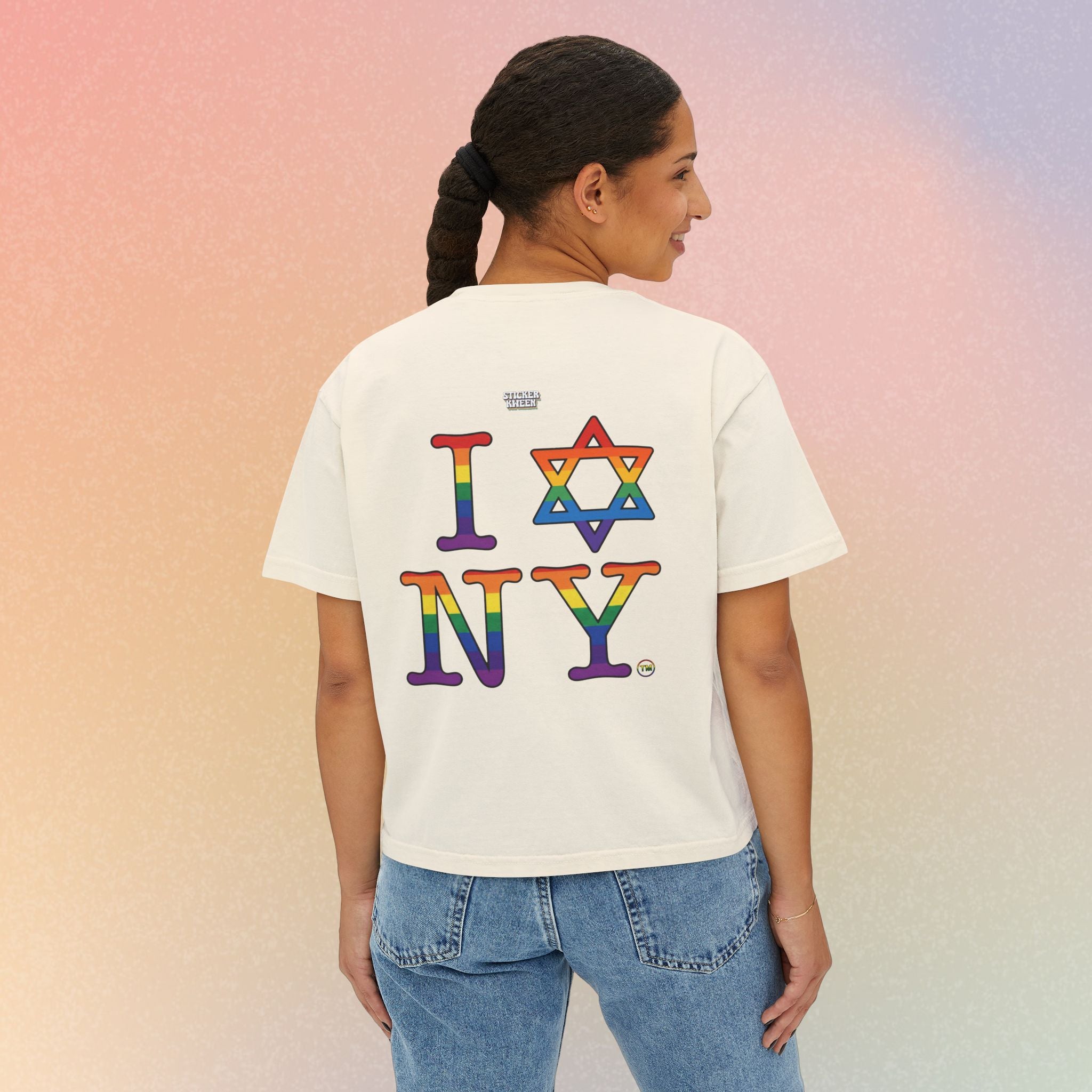 I Love NY Jewish Star LGBTQ Jewish Pride Women's Boxy Tee