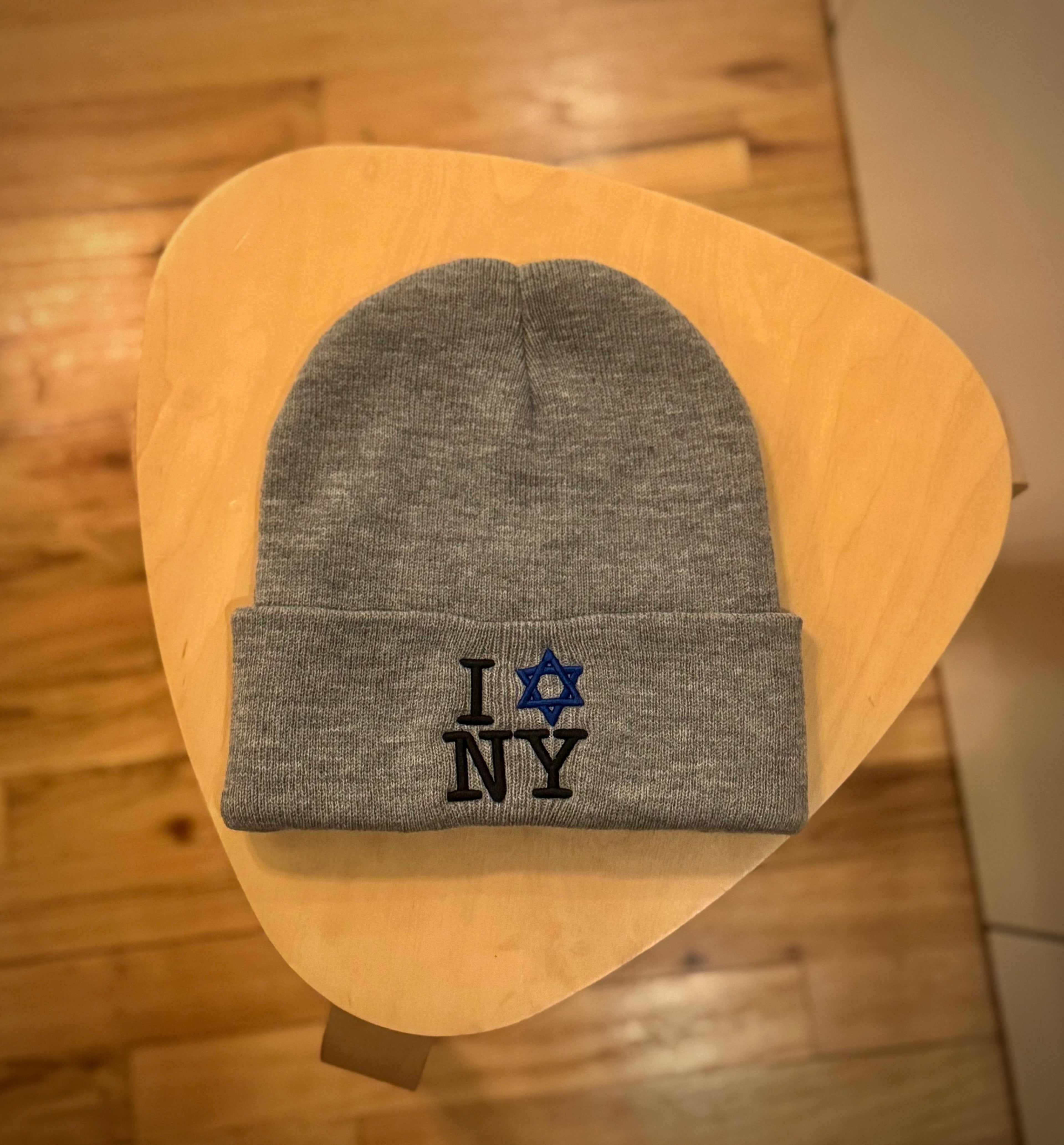 I Star of David Love NY Knit Embroidered Beanie | Jews Love New York