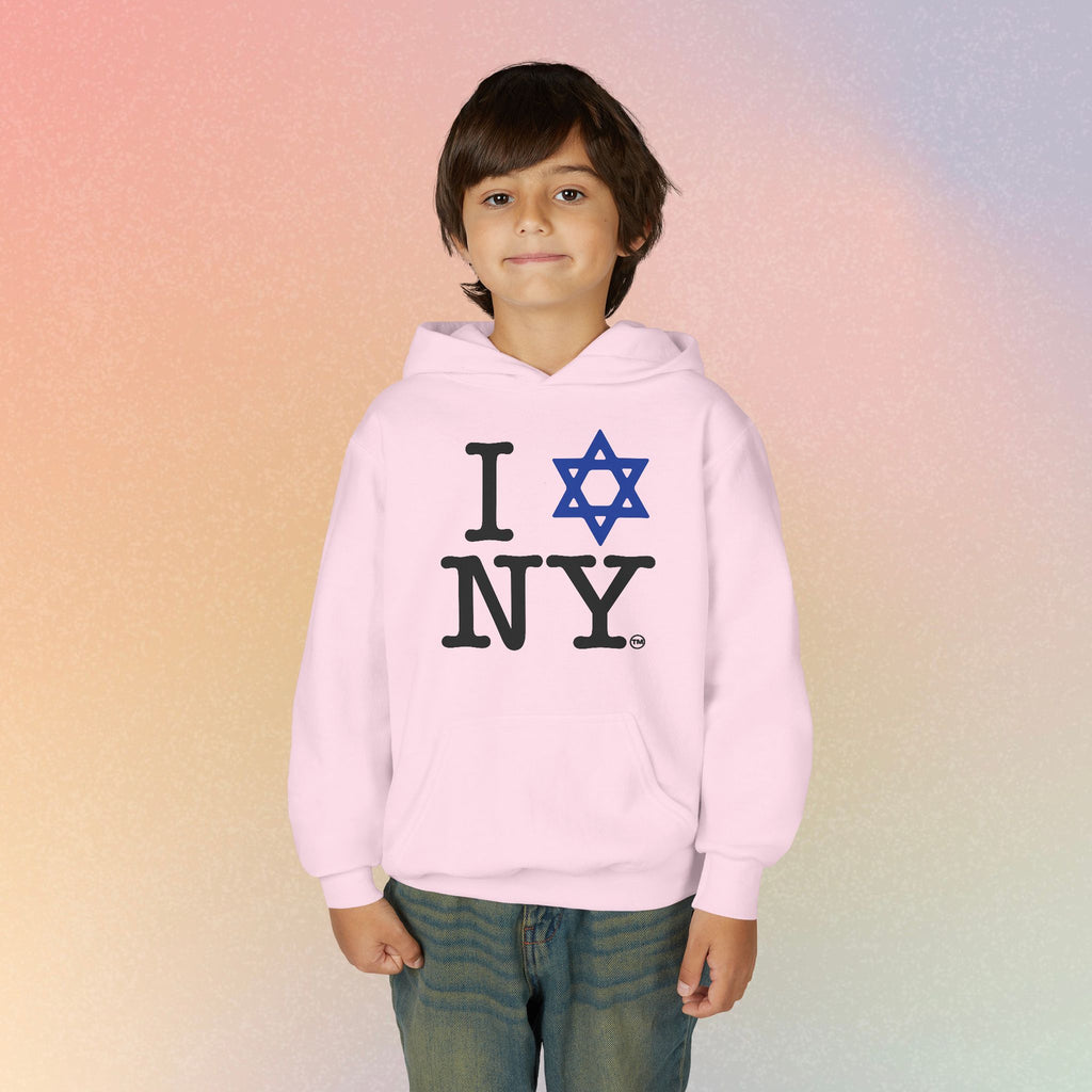 Youth Size I Love NY Jewish Star Hoodie | Jewish New York Pride Sweatshirt