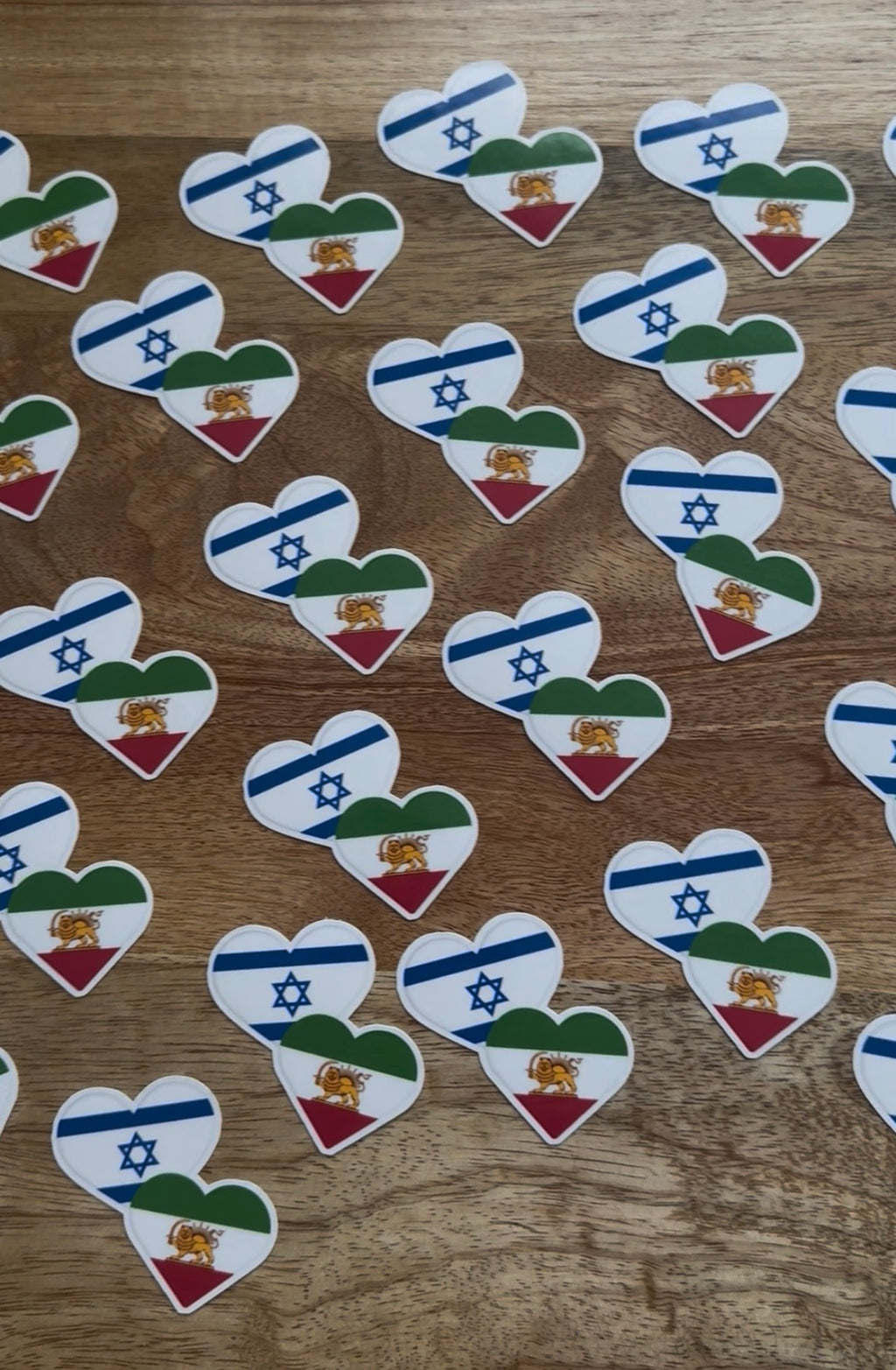 Persian Israeli Flag Heart Stickers