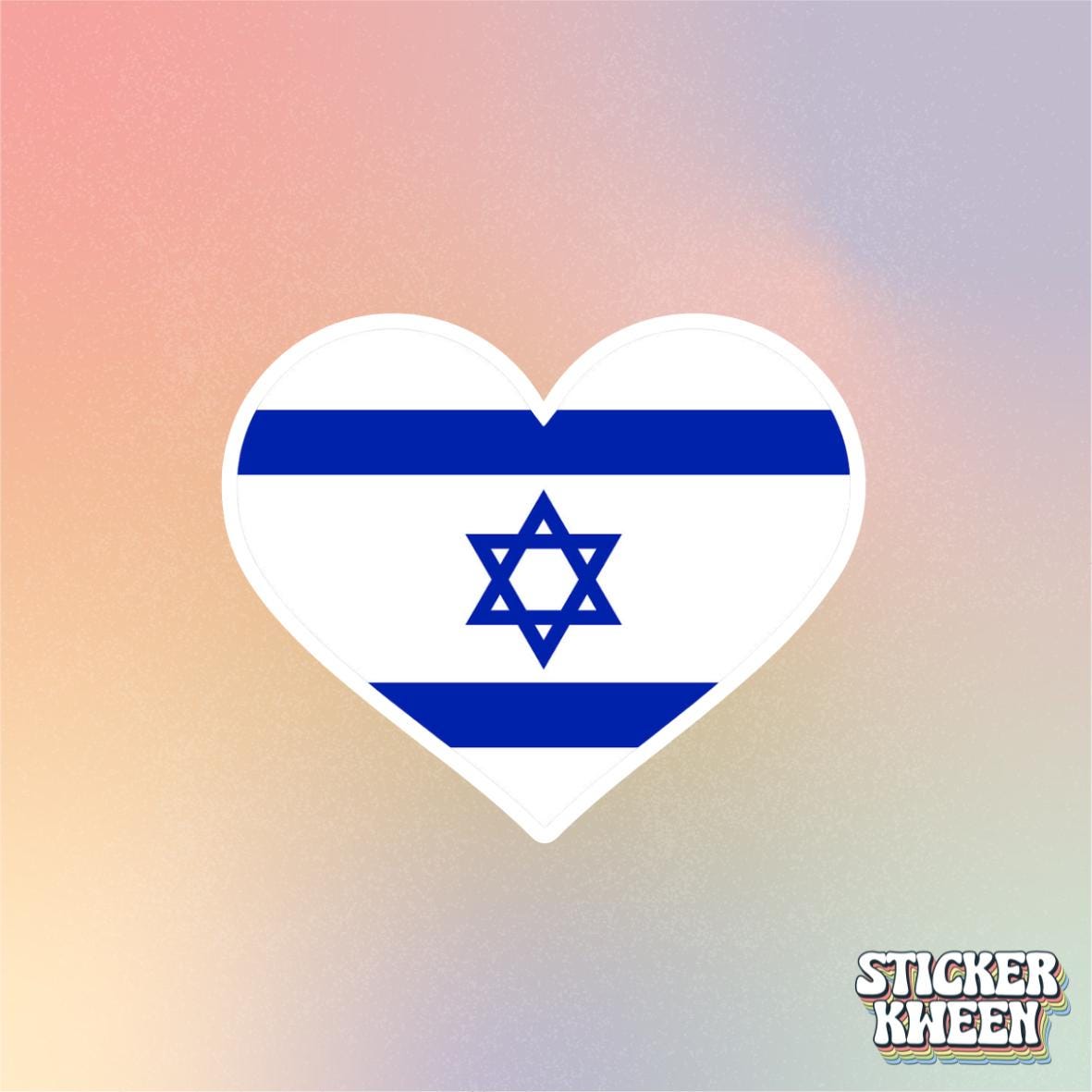 Israel Flag Heart Sticker