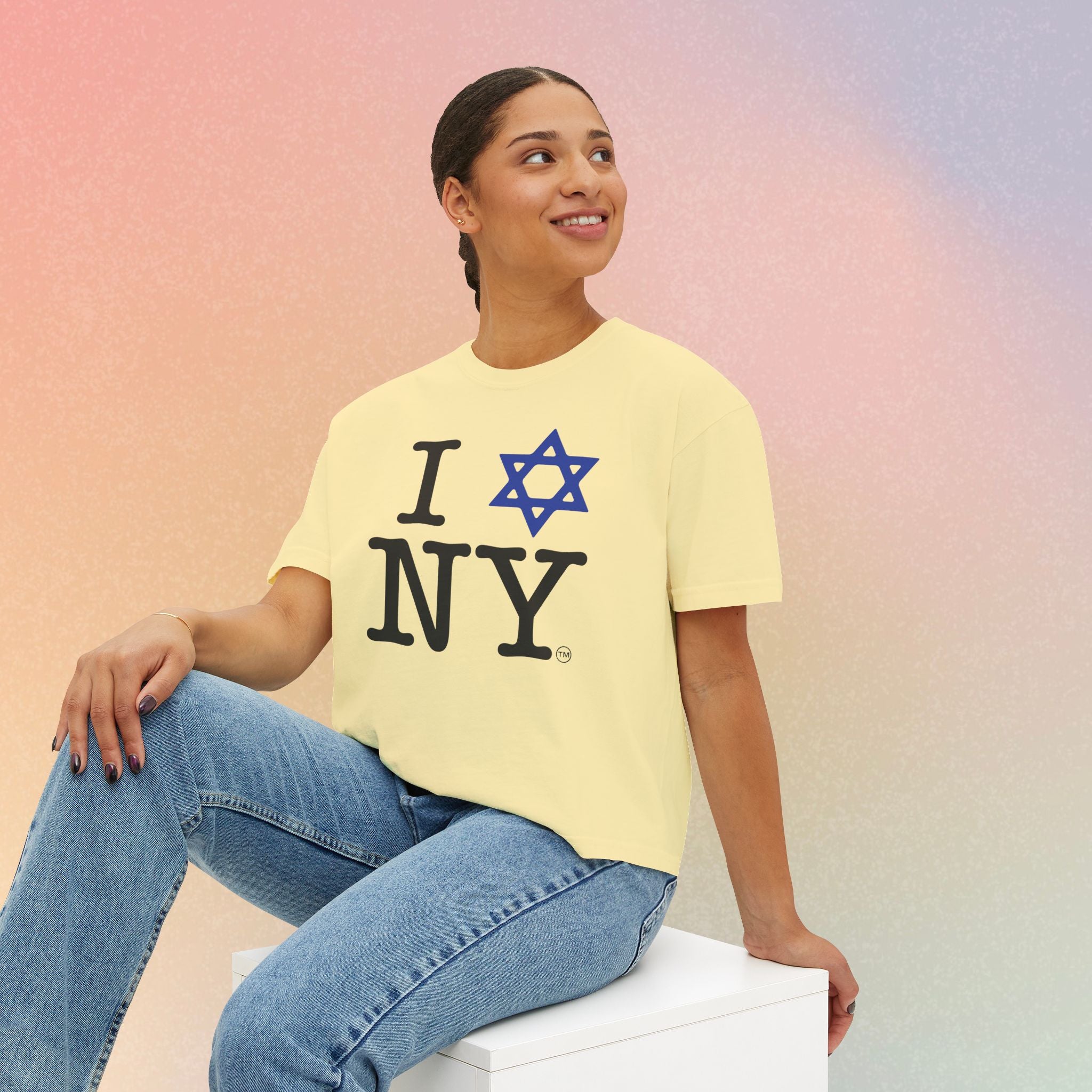 I Love NY Jewish Star Women's Boxy Tee — Jewish New York Pride T‑Shirt