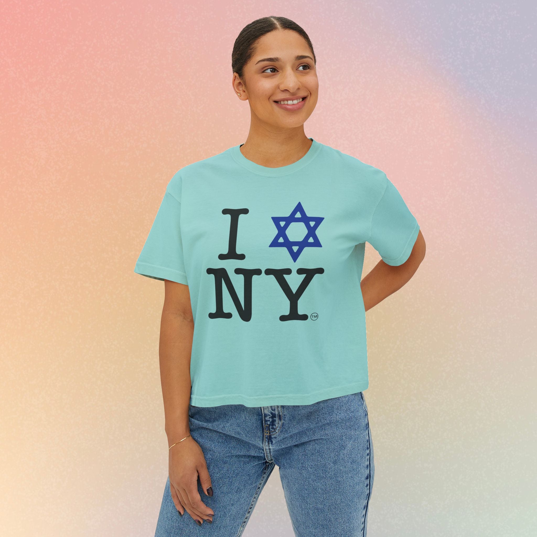 I Love NY Jewish Star Women's Boxy Tee — Jewish New York Pride T‑Shirt