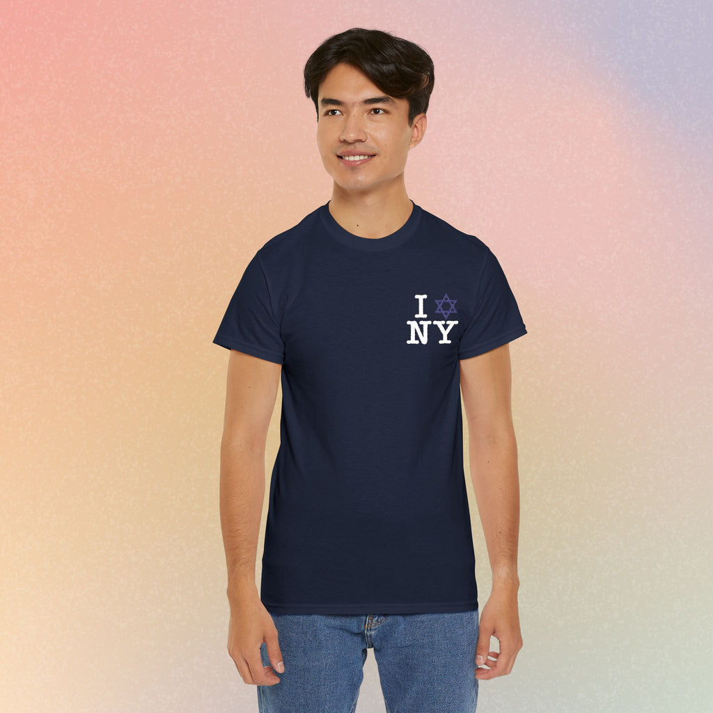 I Love NY Jewish Star Embroidered T-Shirt (Dark Colors) — Jewish NYC Pride