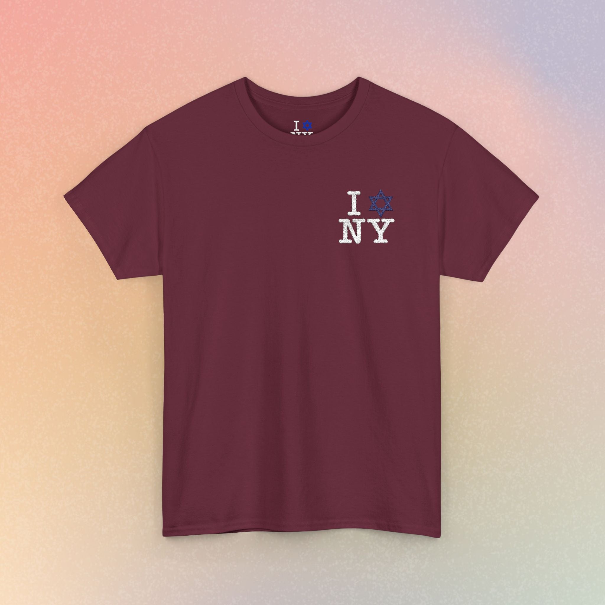 I Love NY Jewish Star Embroidered T-Shirt (Dark Colors) — Jewish NYC Pride