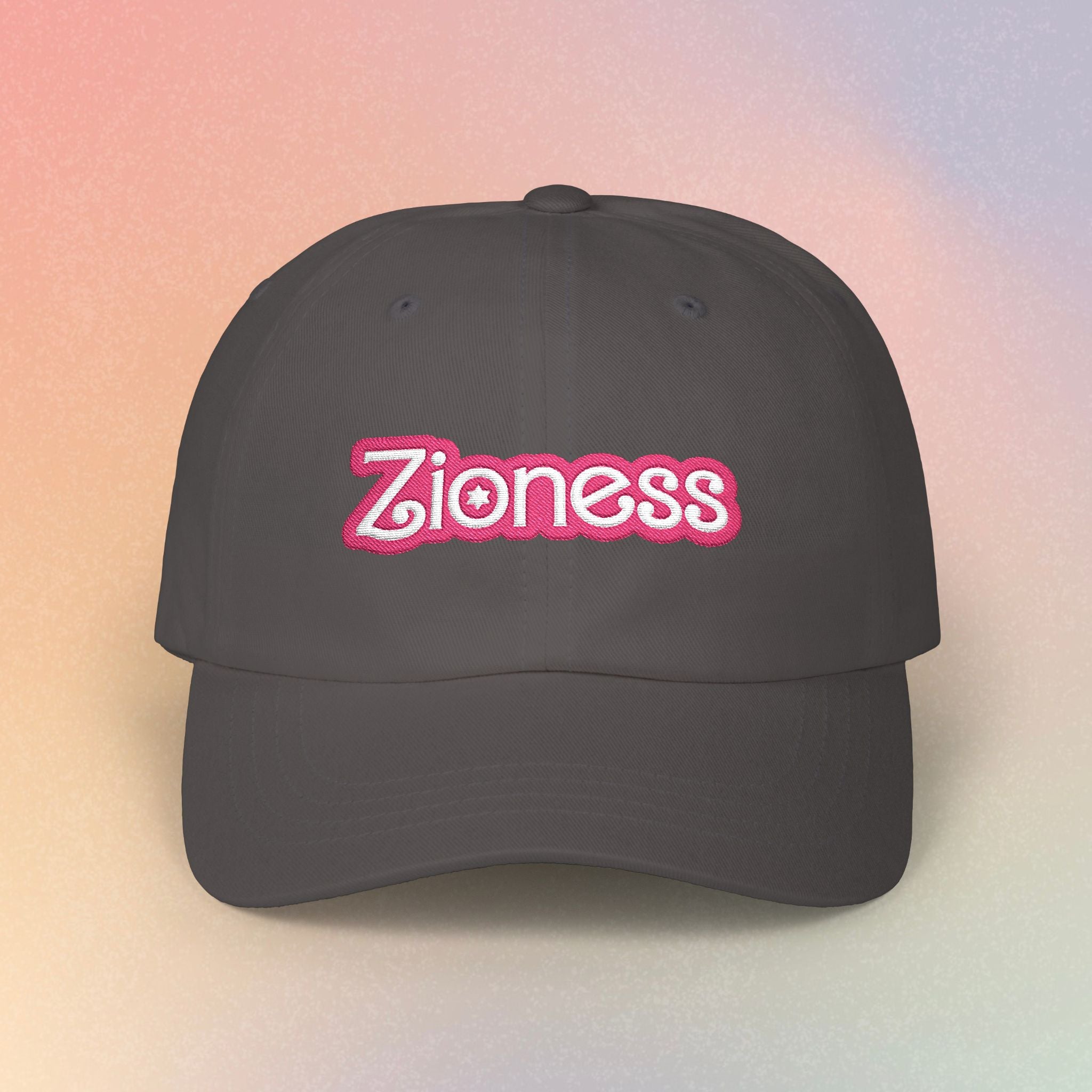 Zioness Embroidered Baseball Cap – Pink Barbie Font Jewish Pride Baseball Hat