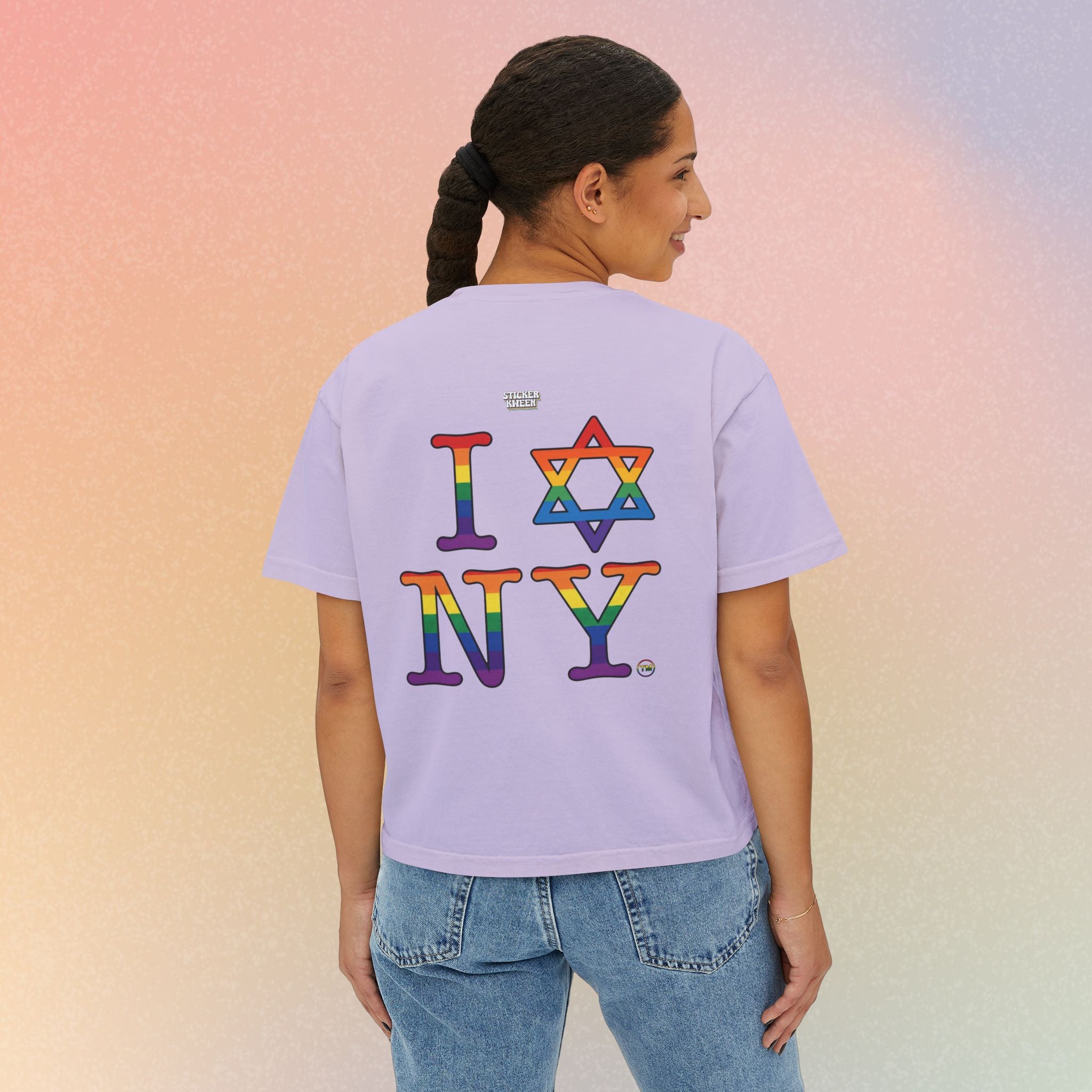 I Love NY Jewish Star LGBTQ Jewish Pride Women's Boxy Tee