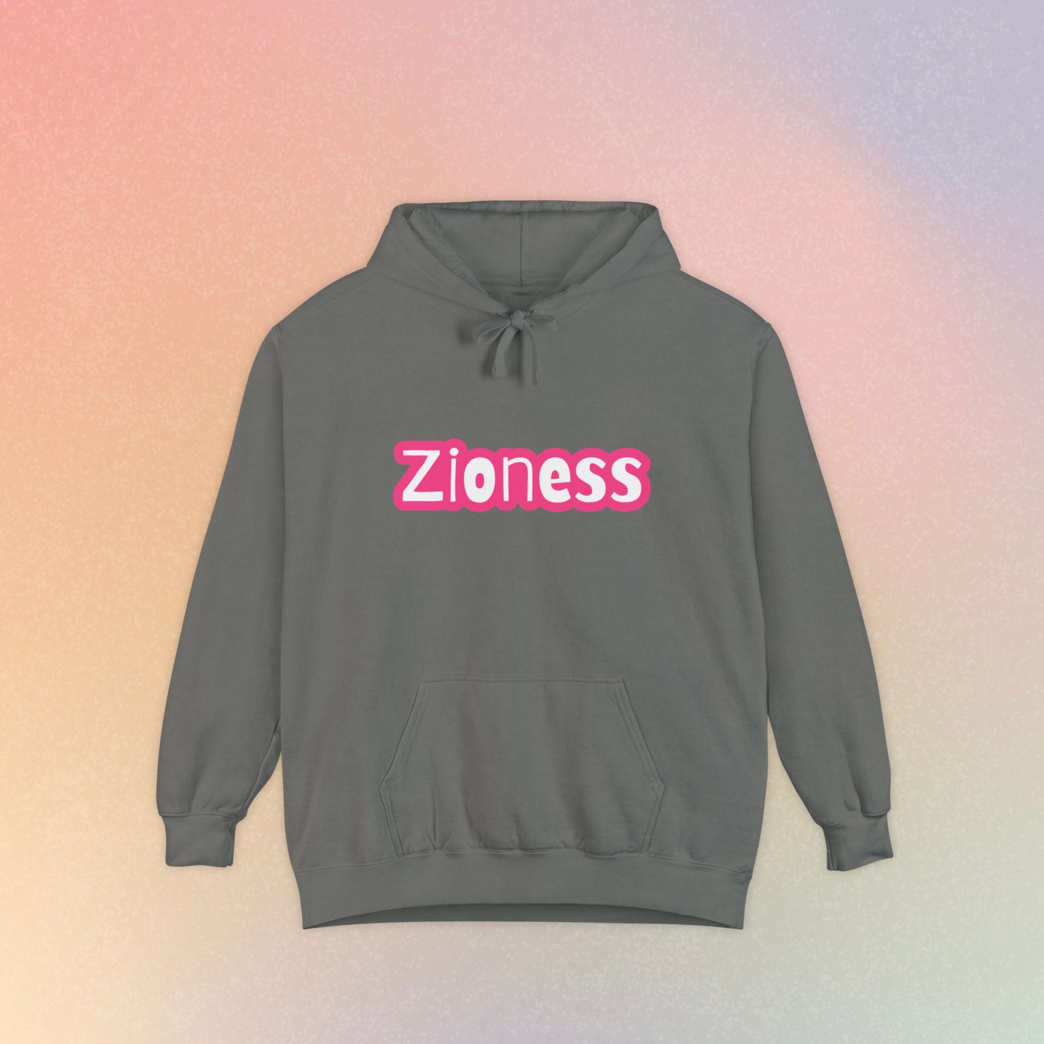 Zioness Hoodie — Pink Retro Logo Pullover