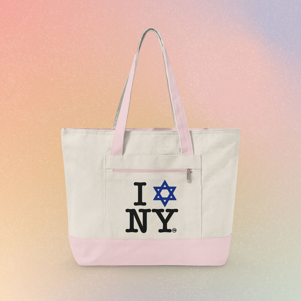I Love NY Jewish Star Zippered Canvas Tote
