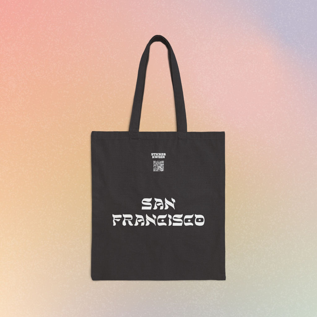San Francisco Hebrew Style Font Cotton Canvas Tote Bag - California Jewish Pride