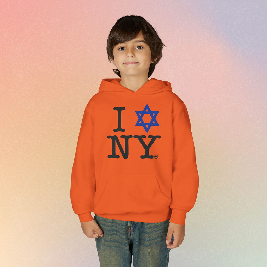 Youth Size I Love NY Jewish Star Hoodie | Jewish New York Pride Sweatshirt