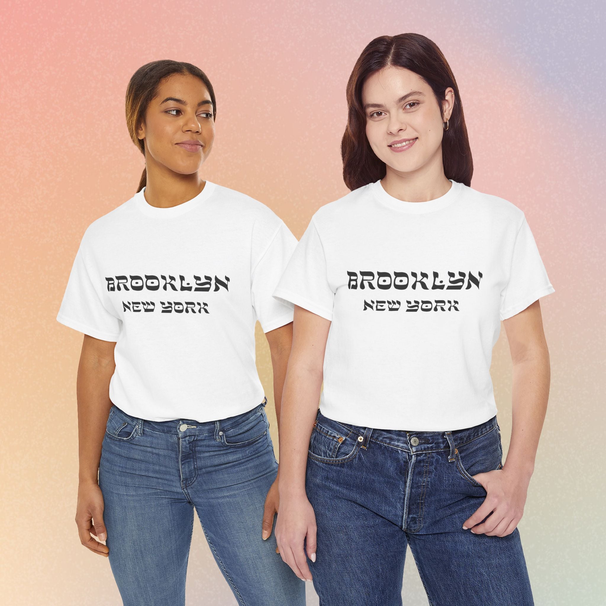 Brooklyn New York Hebrew Script - Unisex Heavy Cotton Tee