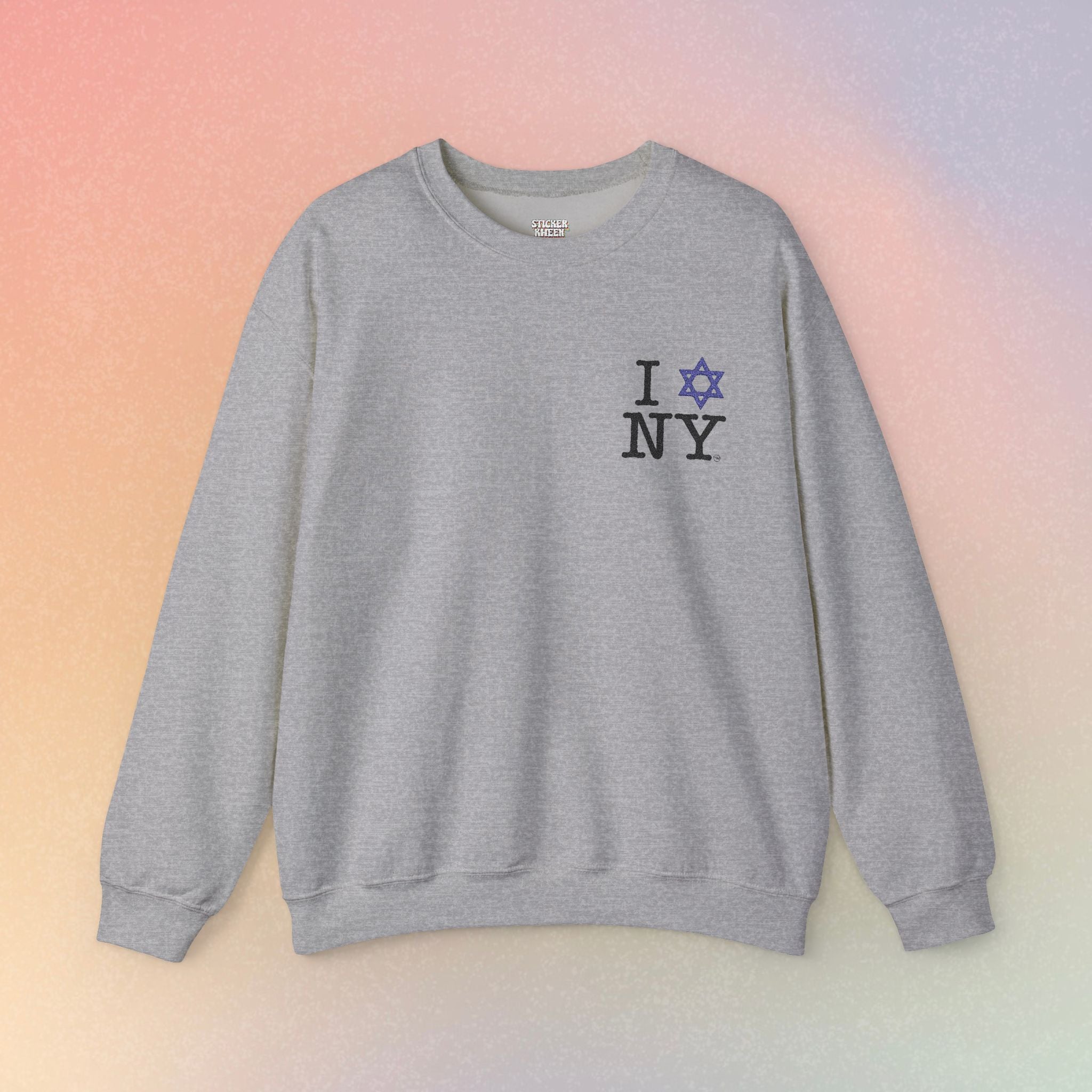 Embroidered I Love NY Jewish Star Crewneck Sweatshirt