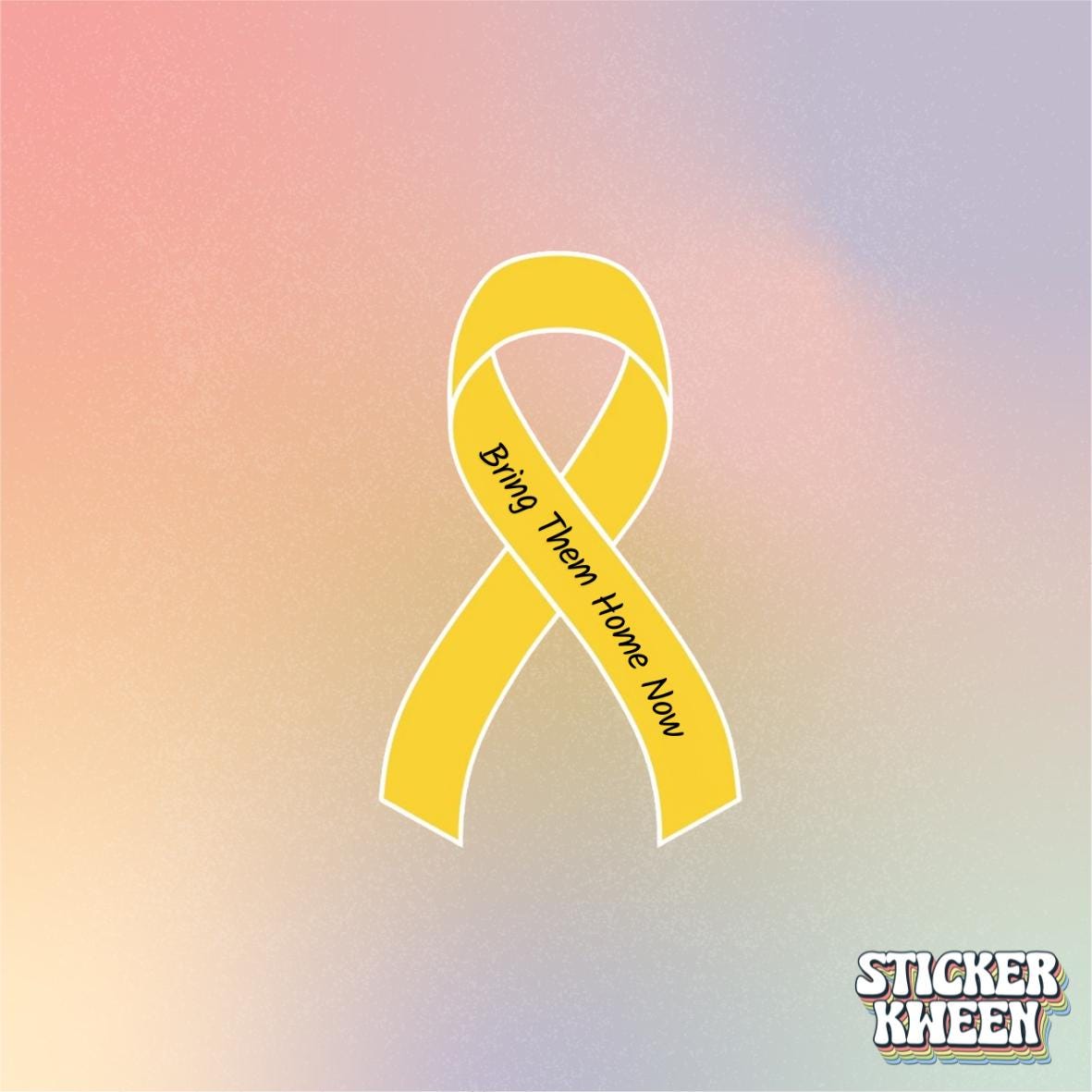 Bring Them Home Now Yellow Ribbon Sticker