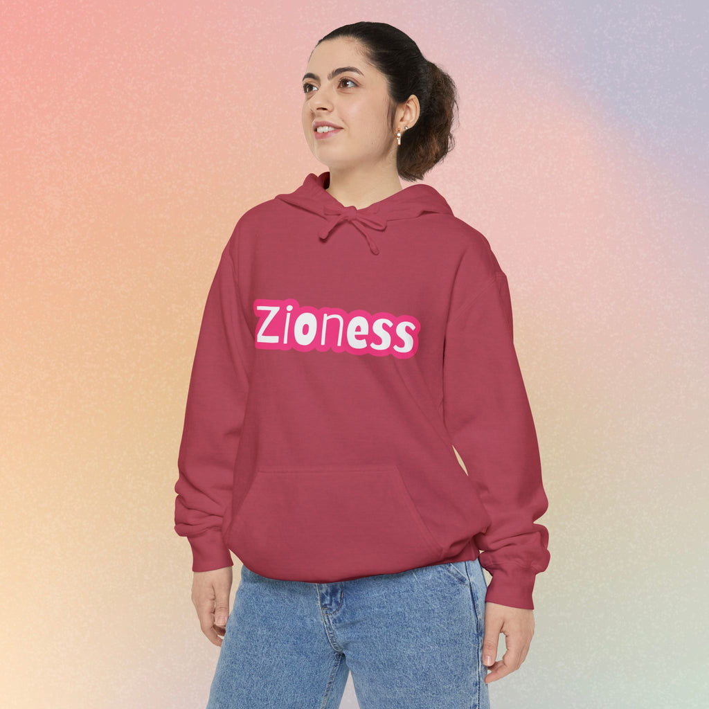 Zioness Hoodie — Pink Retro Logo Pullover