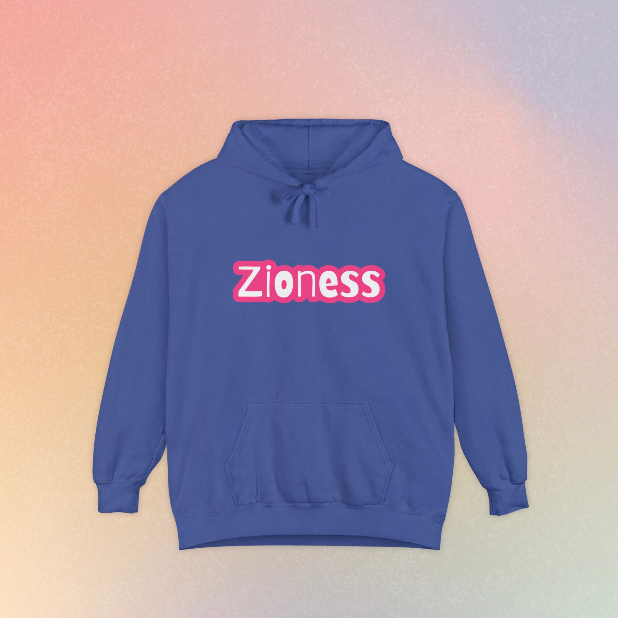 Zioness Hoodie — Pink Retro Logo Pullover