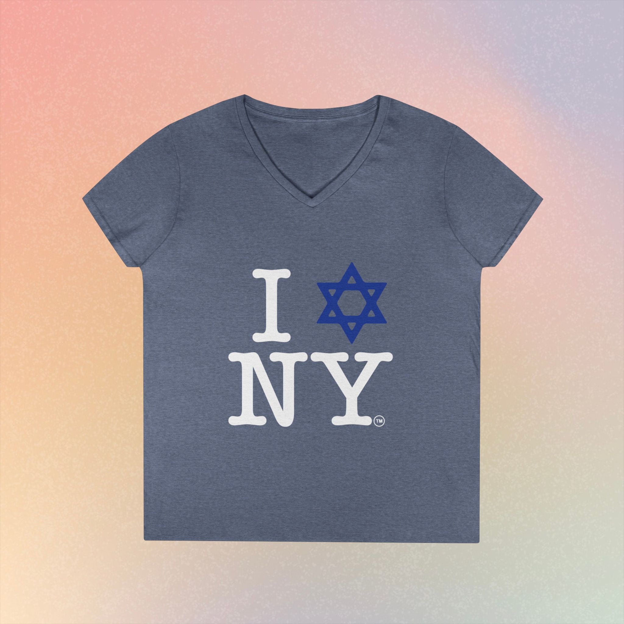 I Love NY Jewish Star V-Neck T-Shirt | New York Jewish Pride