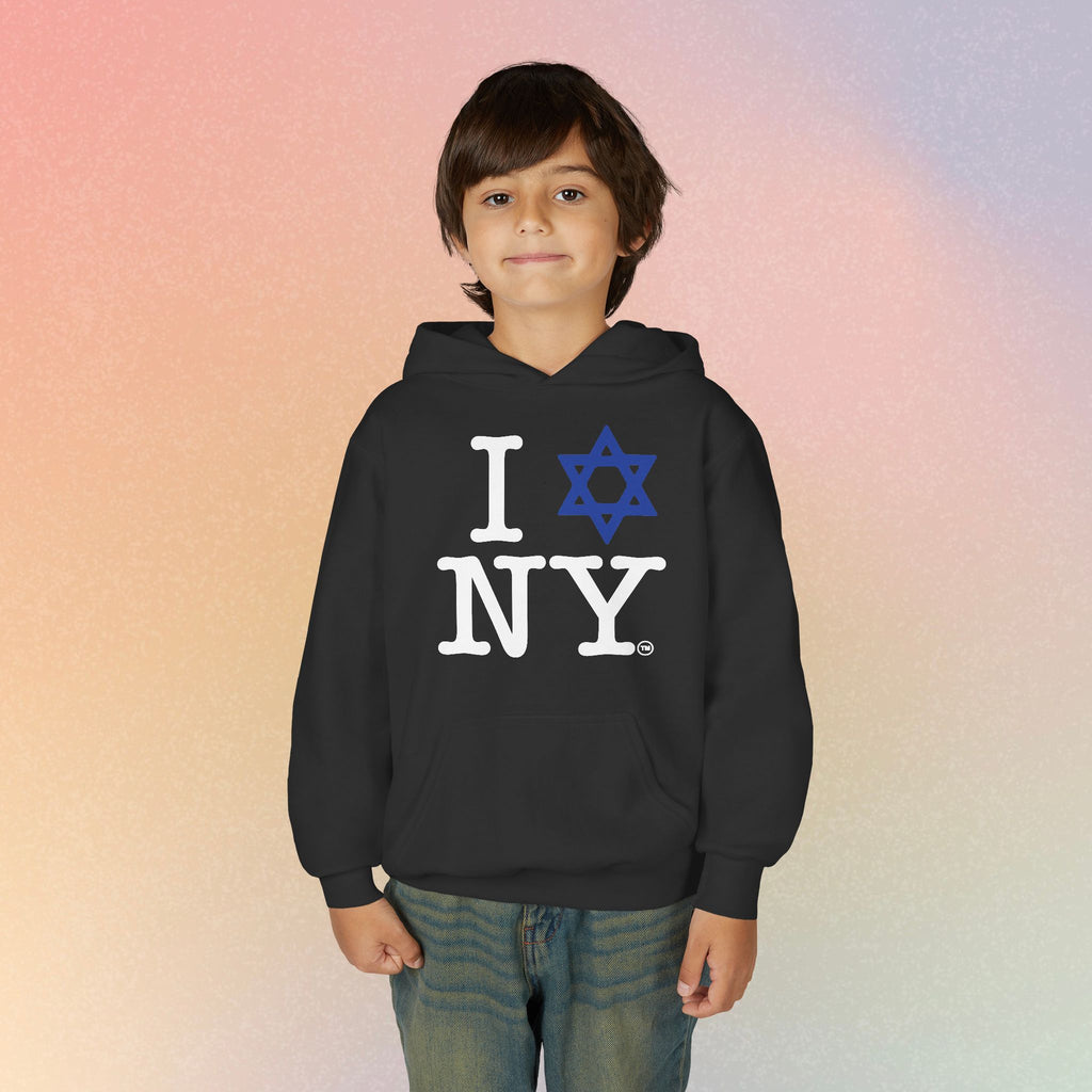 Youth Size I Love NY Jewish Star Hoodie | Jewish New York Pride Sweatshirt