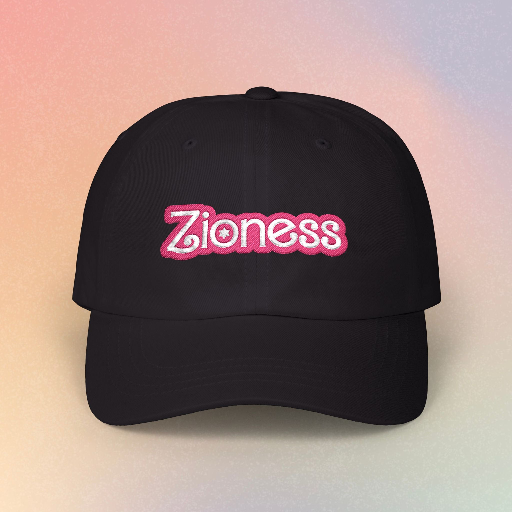 Zioness Embroidered Baseball Cap – Pink Barbie Font Jewish Pride Baseball Hat