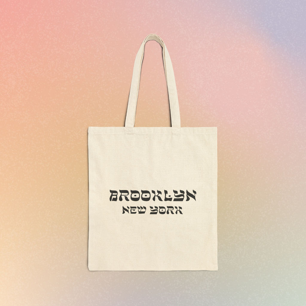 Brooklyn New York Hebrew Style Font Cotton Canvas Tote Bag