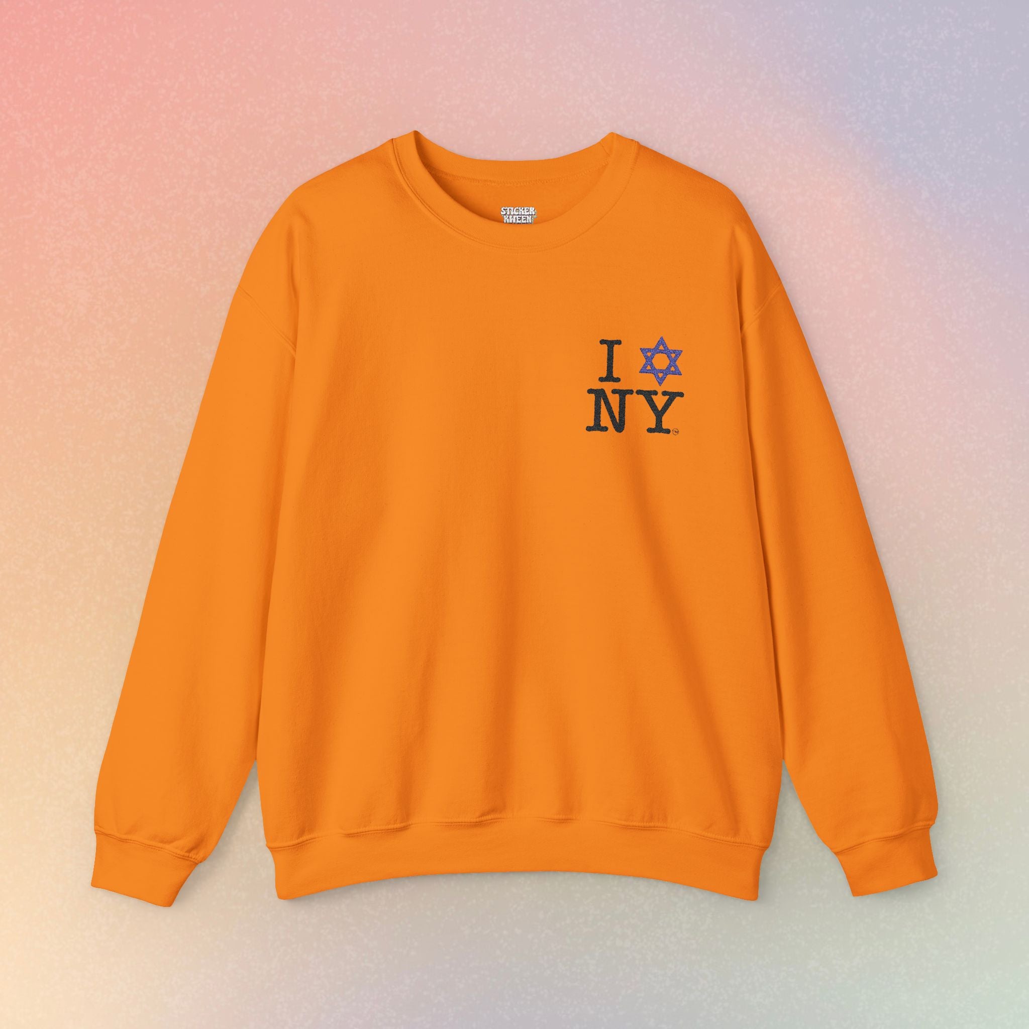 Embroidered I Love NY Jewish Star Crewneck Sweatshirt