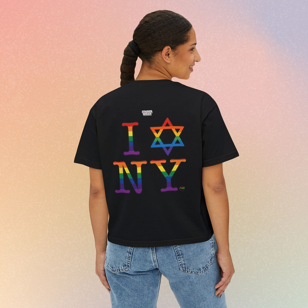 I Love NY Jewish Star LGBTQ Jewish Pride Women's Boxy Tee
