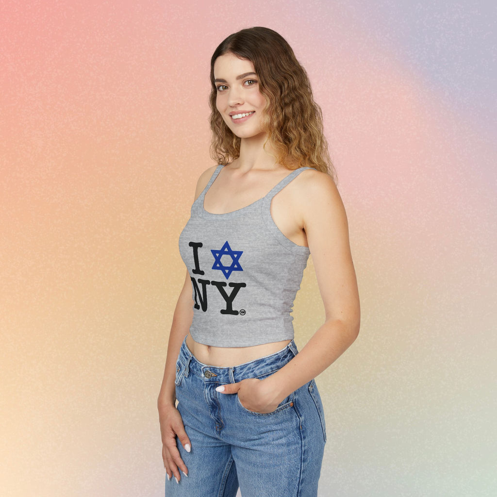 I Love New York Jewish Star Tank Top — Jewish Pride NYC Spaghetti Strap Crop