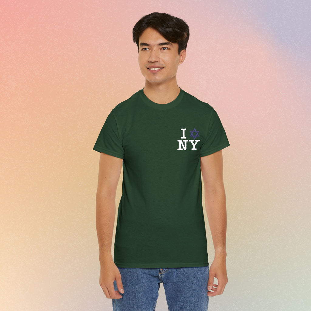 I Love NY Jewish Star Embroidered T-Shirt (Dark Colors) — Jewish NYC Pride