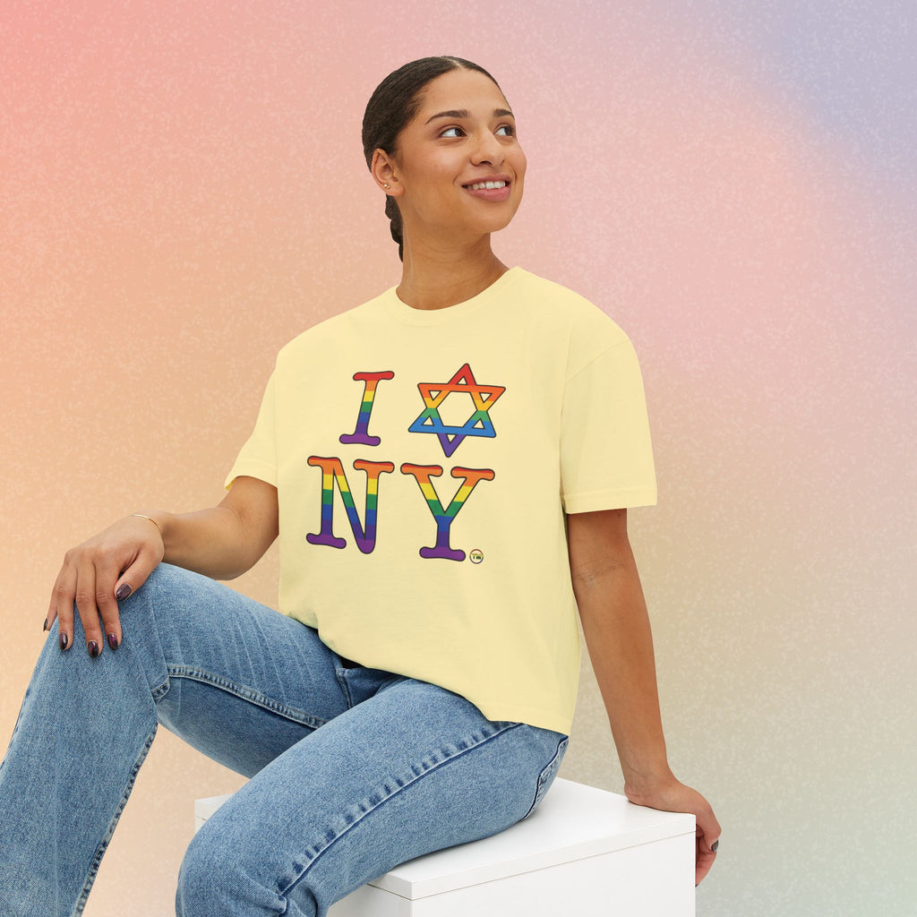 I Love NY Jewish Star LGBTQ Jewish Pride Women's Boxy Tee