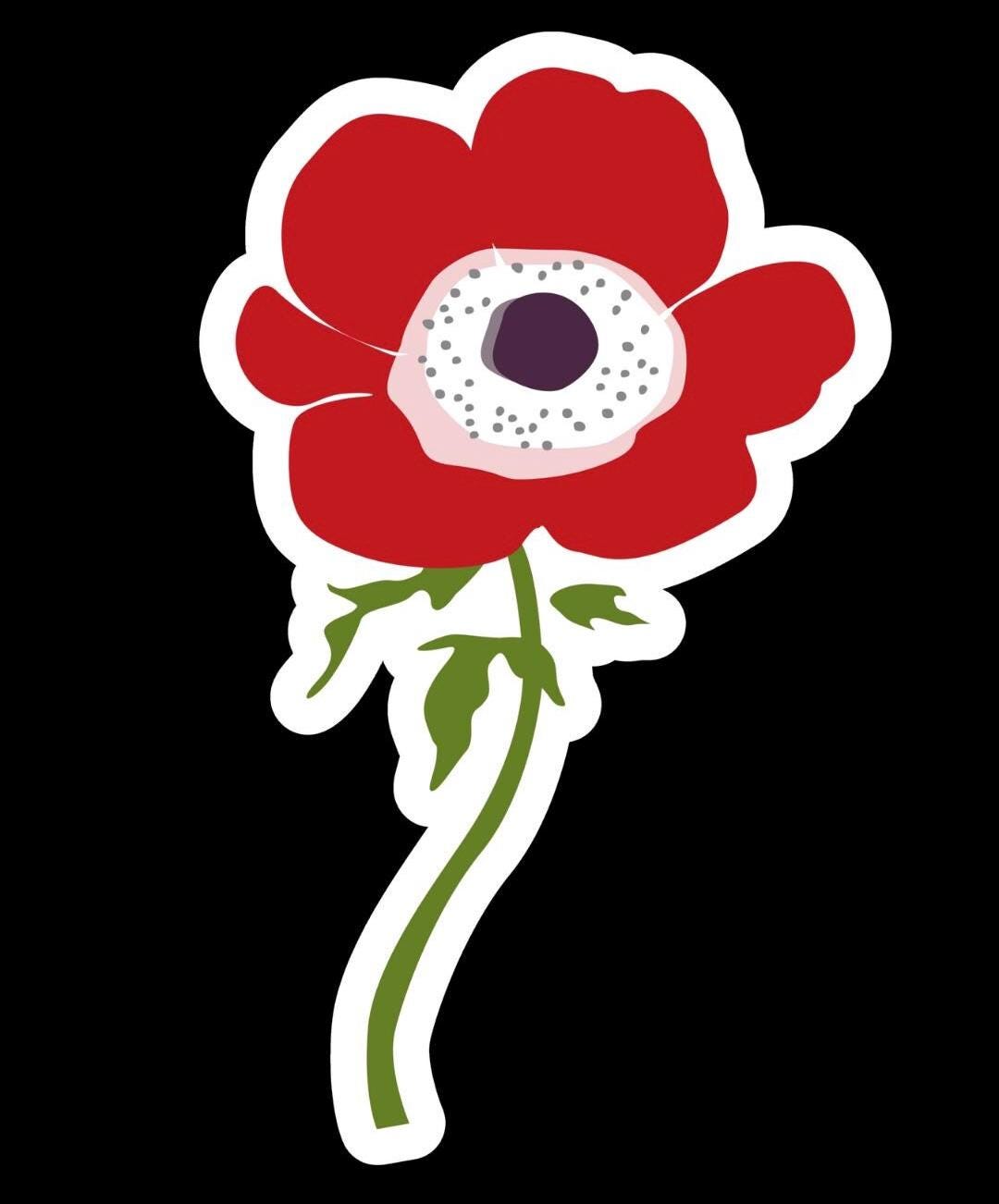 Anemone coronaria Flower Sticker 5-Pack