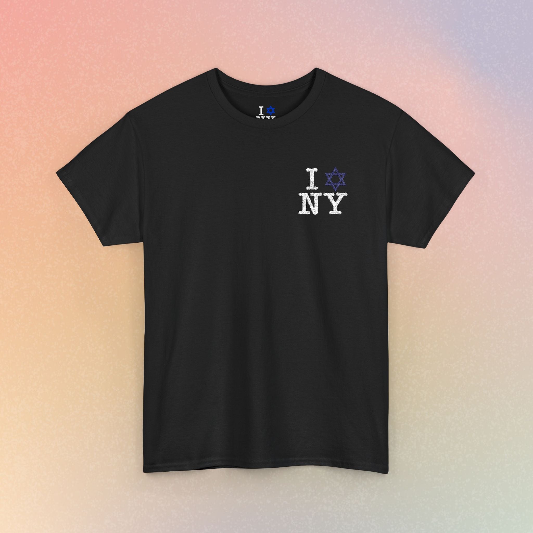 I Love NY Jewish Star Embroidered T-Shirt (Dark Colors) — Jewish NYC Pride
