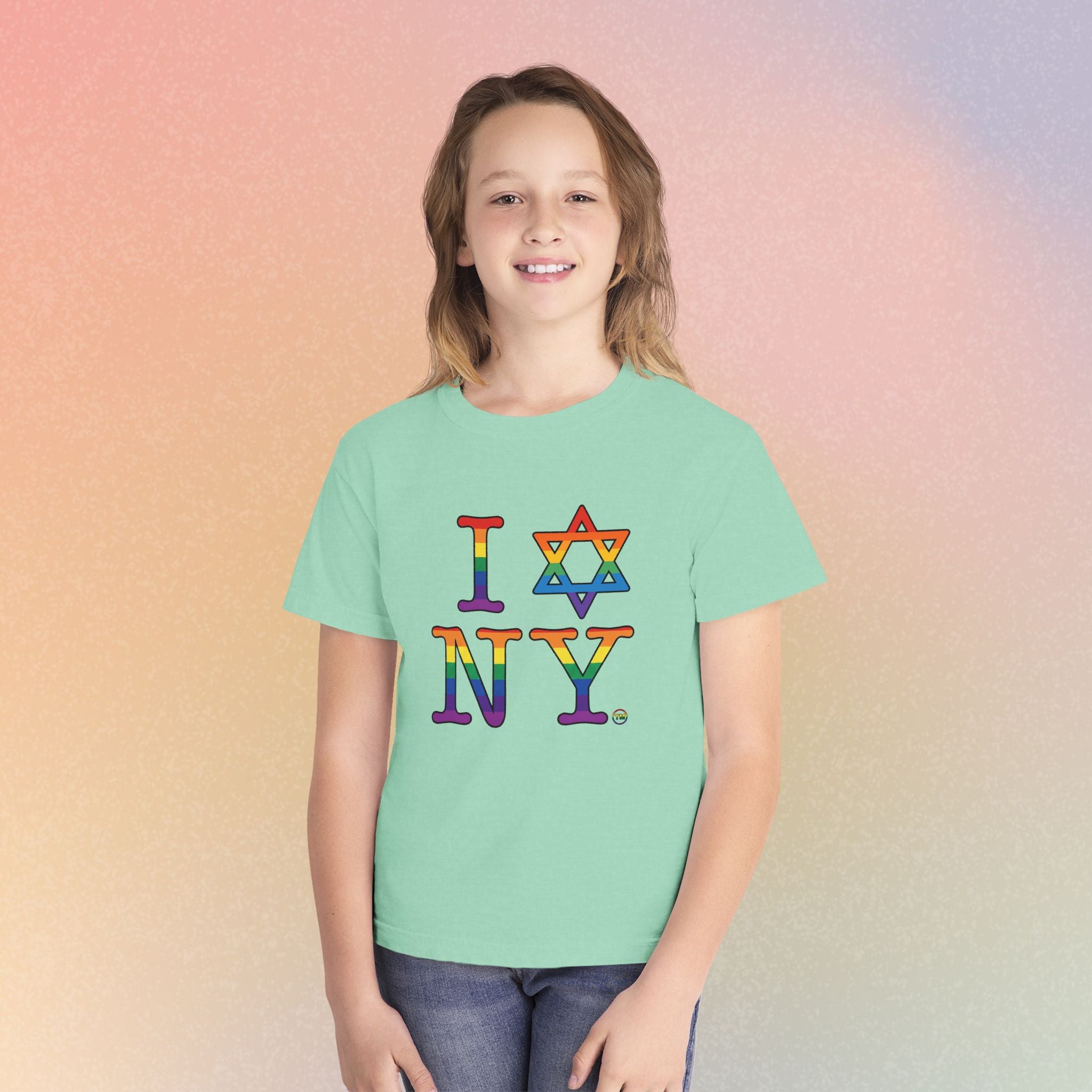 I Love NY Jewish Star LGBTQ Pride Youth Midweight Tee