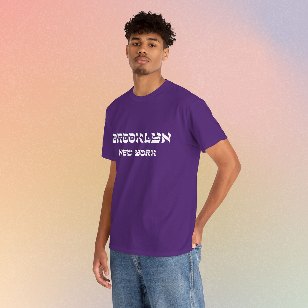 Brooklyn New York Hebrew Script - Unisex Heavy Cotton Tee