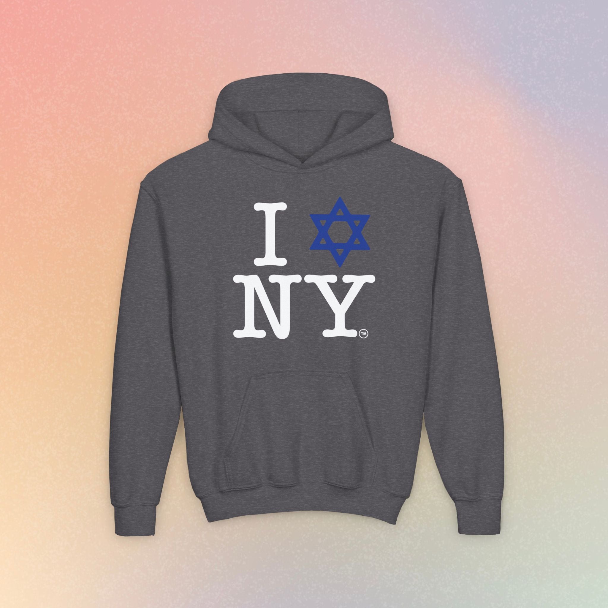 Youth Size I Love NY Jewish Star Hoodie | Jewish New York Pride Sweatshirt