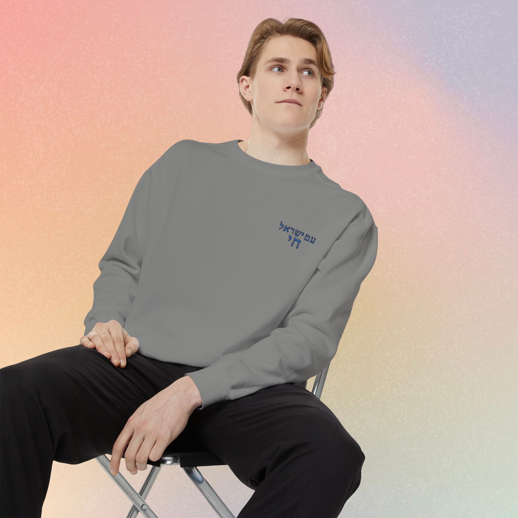 Am Yisrael Chai עם ישראל חי Hebrew Embroidered Sweatshirt