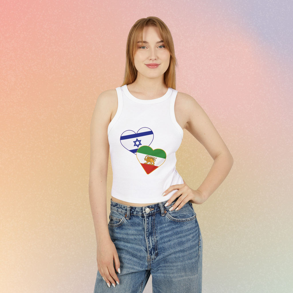 Persian Israeli Flag Hearts Women's Tank Top | Dual Flag Love Racerback
