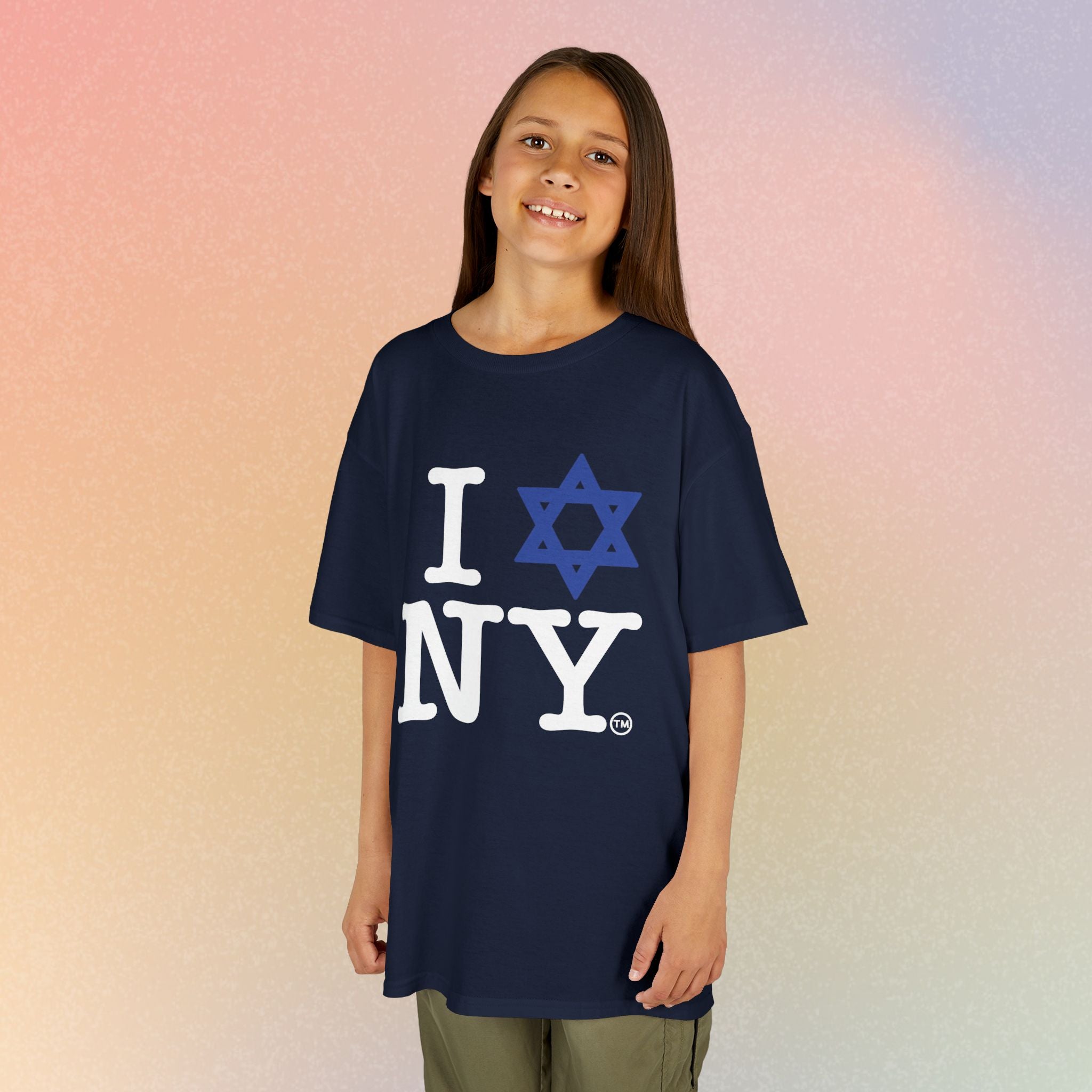Kids I Jewish Star Love NY T-Shirt — Youth Jewish New York Pride Tee