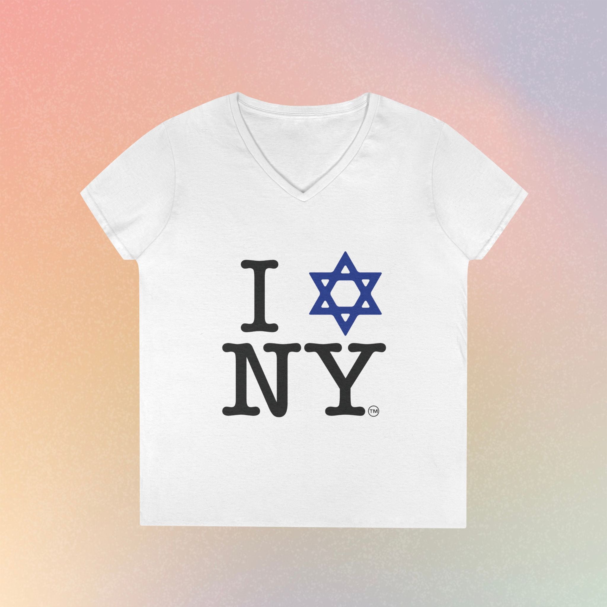 I Love NY Jewish Star V-Neck T-Shirt | New York Jewish Pride