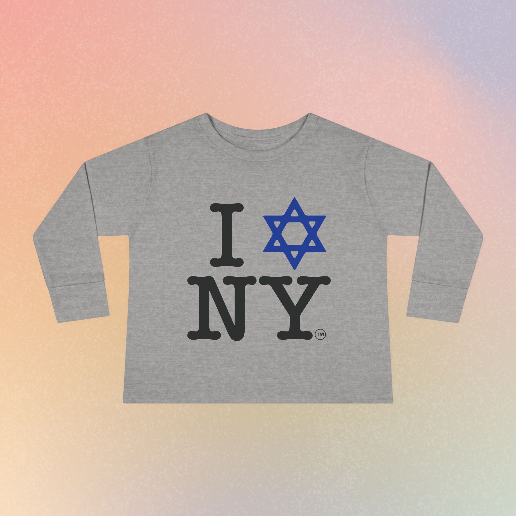 I Love NY Jewish Star Toddler Long Sleeve Tee | Jewish New York Pride Kids Shirt