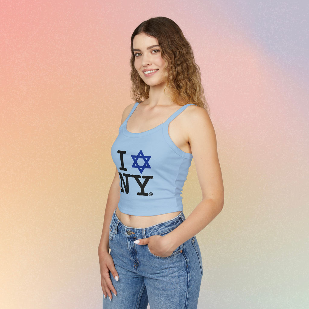 I Love New York Jewish Star Tank Top — Jewish Pride NYC Spaghetti Strap Crop