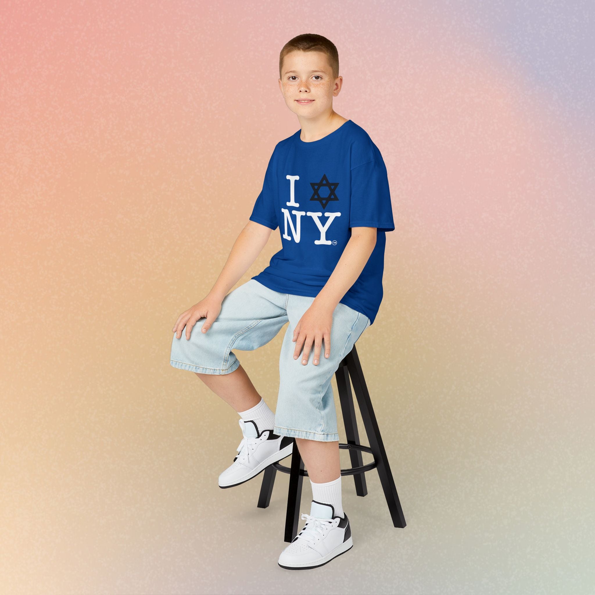 Kids I Jewish Star Love NY T-Shirt — Youth Jewish New York Pride Tee