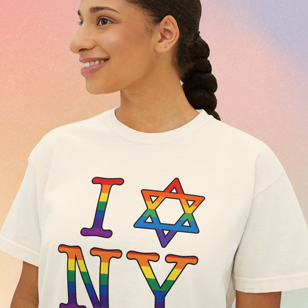 I Love NY Jewish Star LGBTQ Jewish Pride Women's Boxy Tee