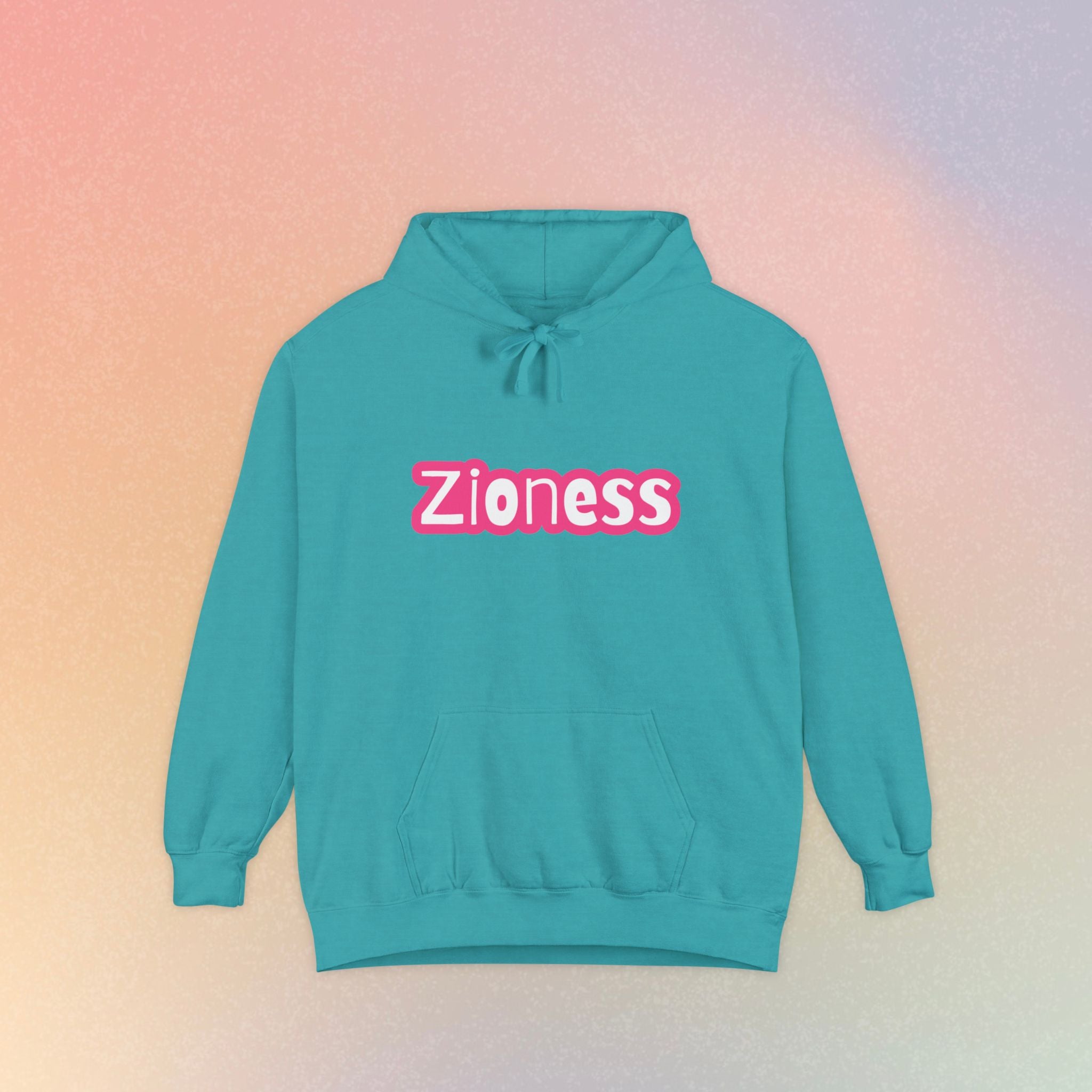 Zioness Hoodie — Pink Retro Logo Pullover