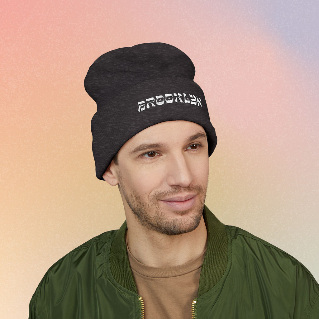 Brooklyn Hebrew Style Font Classic Cuffed Beanie (Embroidery)