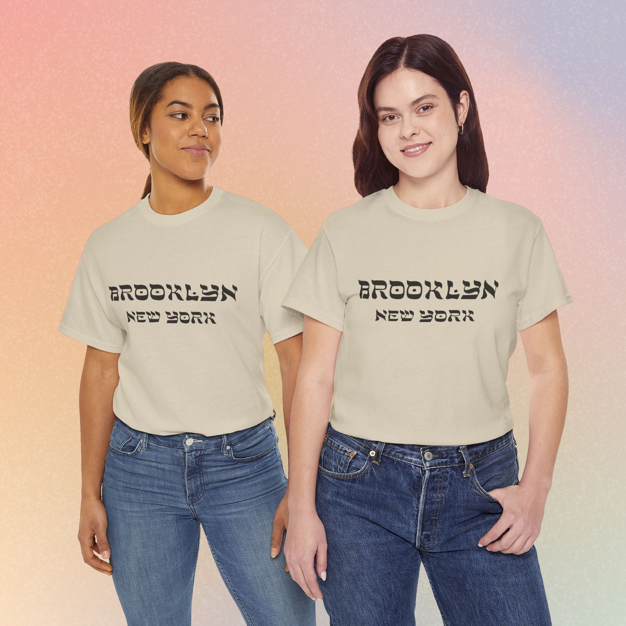 Brooklyn New York Hebrew Script - Unisex Heavy Cotton Tee