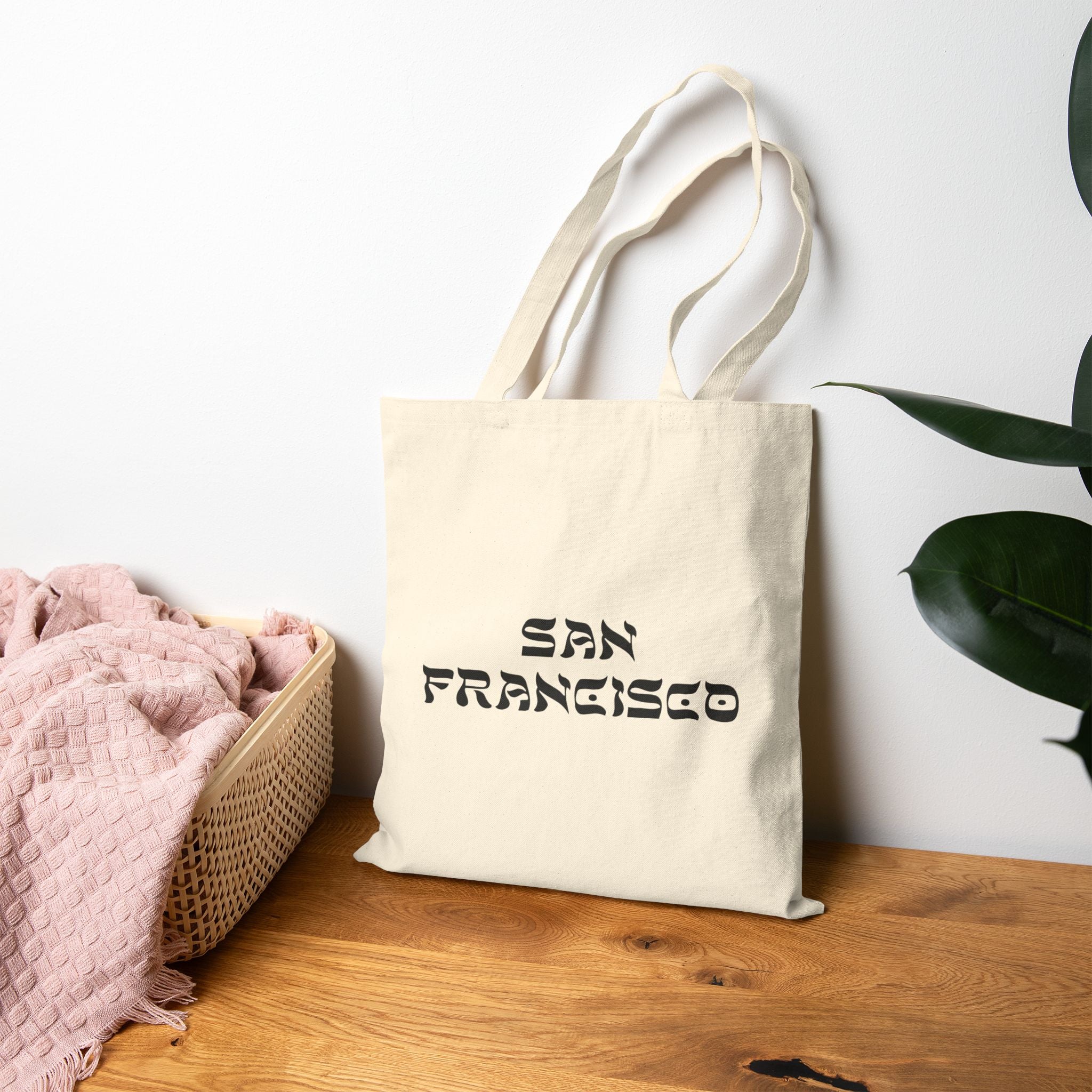 San Francisco Hebrew Style Font Cotton Canvas Tote Bag - California Jewish Pride