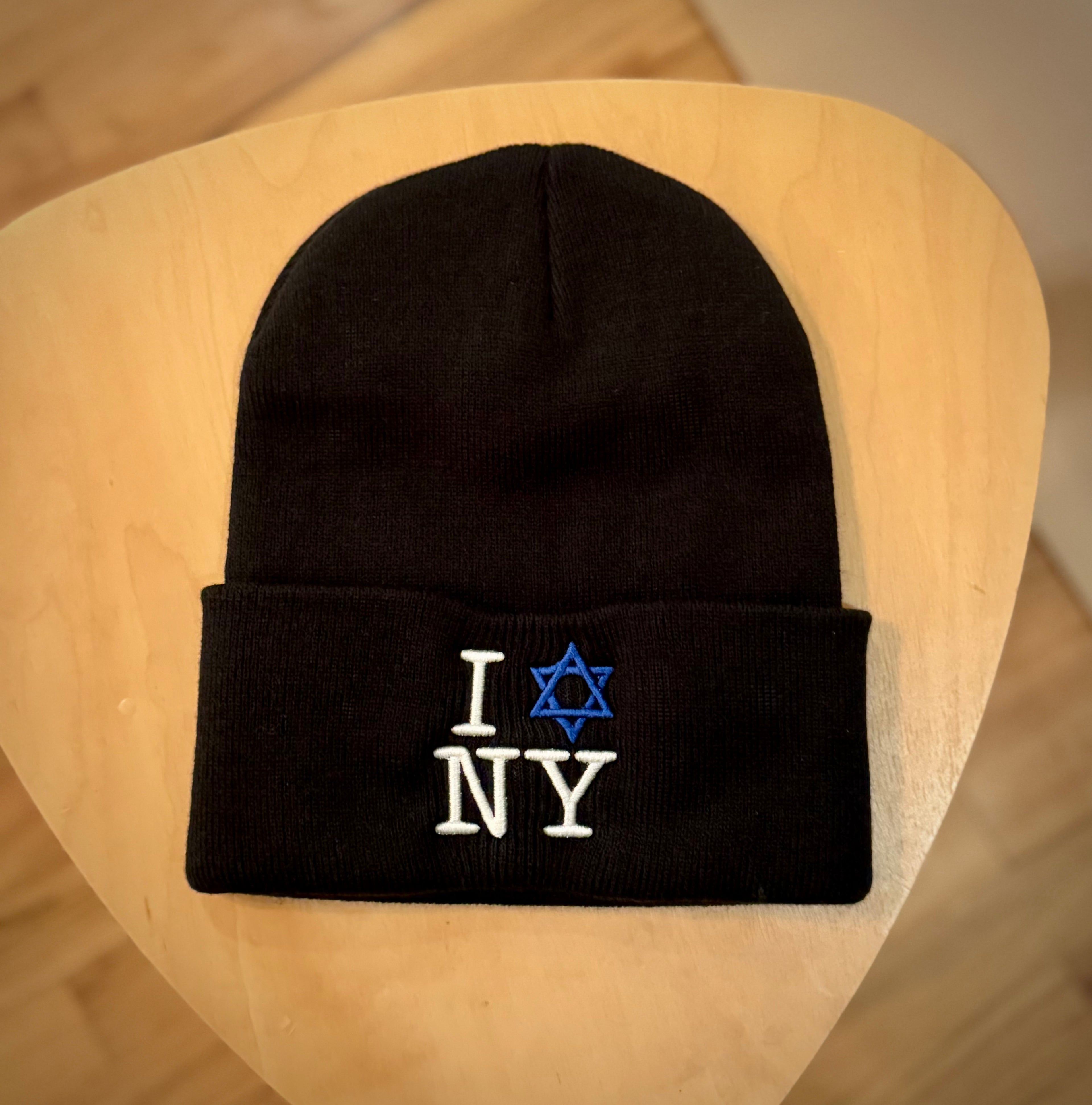 I Star of David Love NY Knit Embroidered Beanie | Jews Love New York