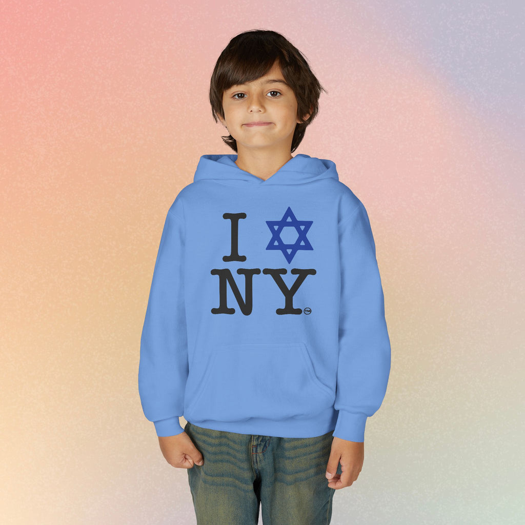 Youth Size I Love NY Jewish Star Hoodie | Jewish New York Pride Sweatshirt