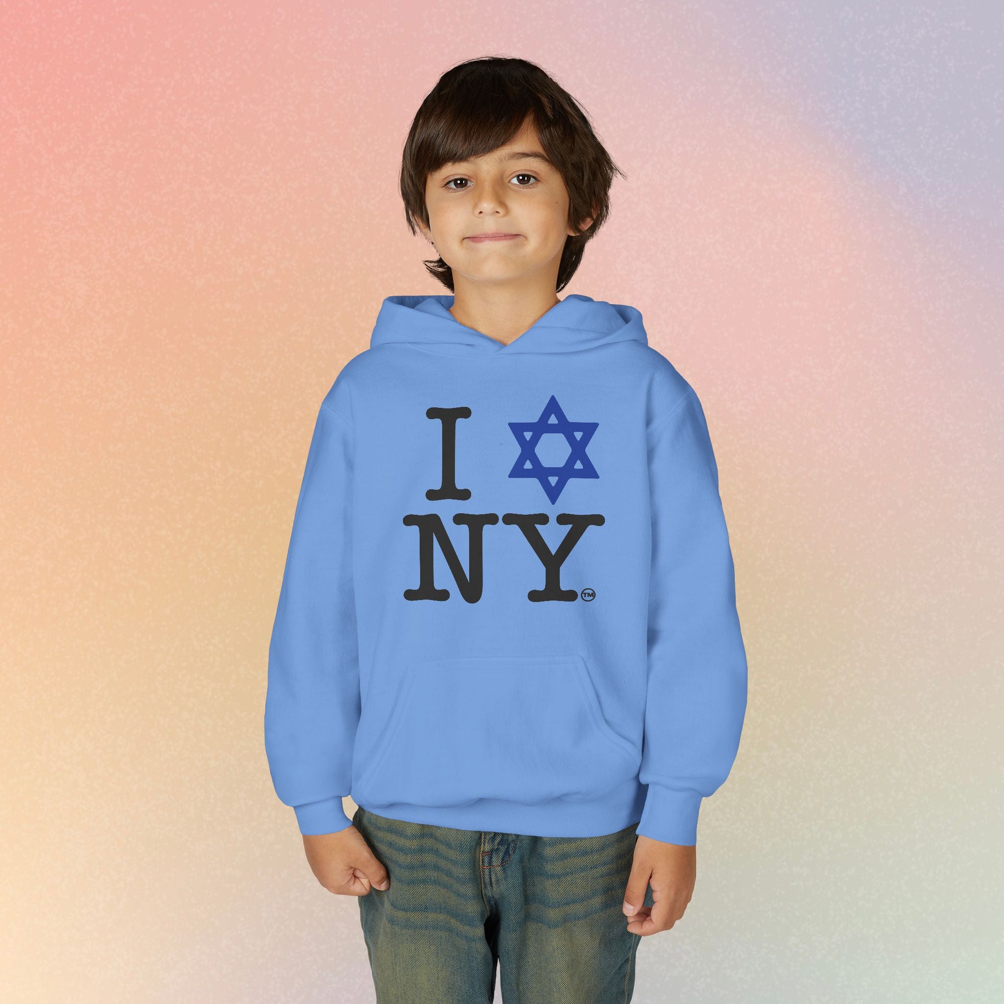 Youth Size I Love NY Jewish Star Hoodie | Jewish New York Pride Sweatshirt